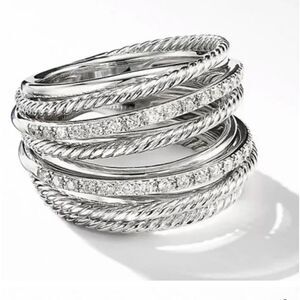 The Moderne Statement band ring in 925 & white sapphire sz 9